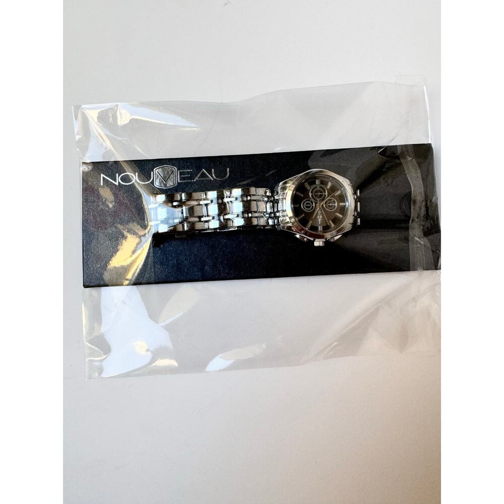 NWT Nouveau Silver Stainless Steel Multi Function Watch - Picture 9 of 10